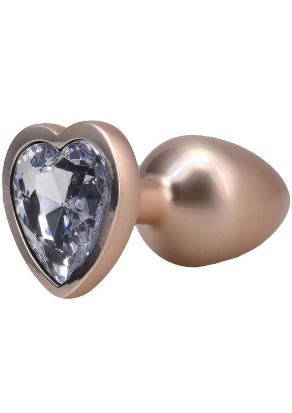 Booty Bling Heart Diamond Jeweled Wearable Metal Plug - Medium - Gold - Image 3