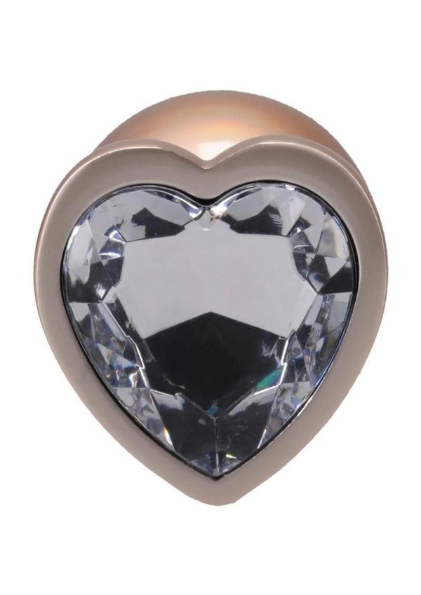 Booty Bling Heart Diamond Jeweled Wearable Metal Plug - Medium - Gold - Image 4