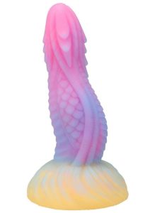 Vac-U-Lock Fantasy Fuckers Dragon`s Tongue Glow in the Dark Silicone Dildo - Multicolor
