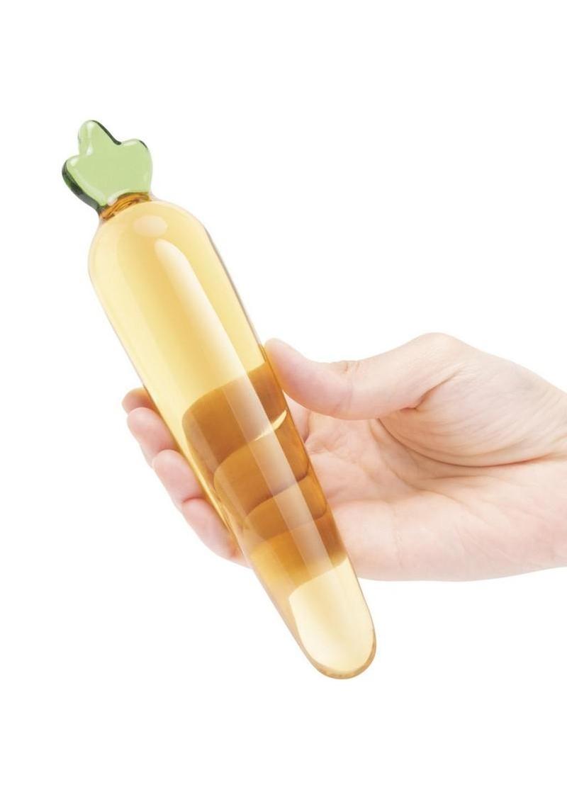 Glas Bunny`s Secret Glass Dildo 7.25in - Yellow/Green - Image 4