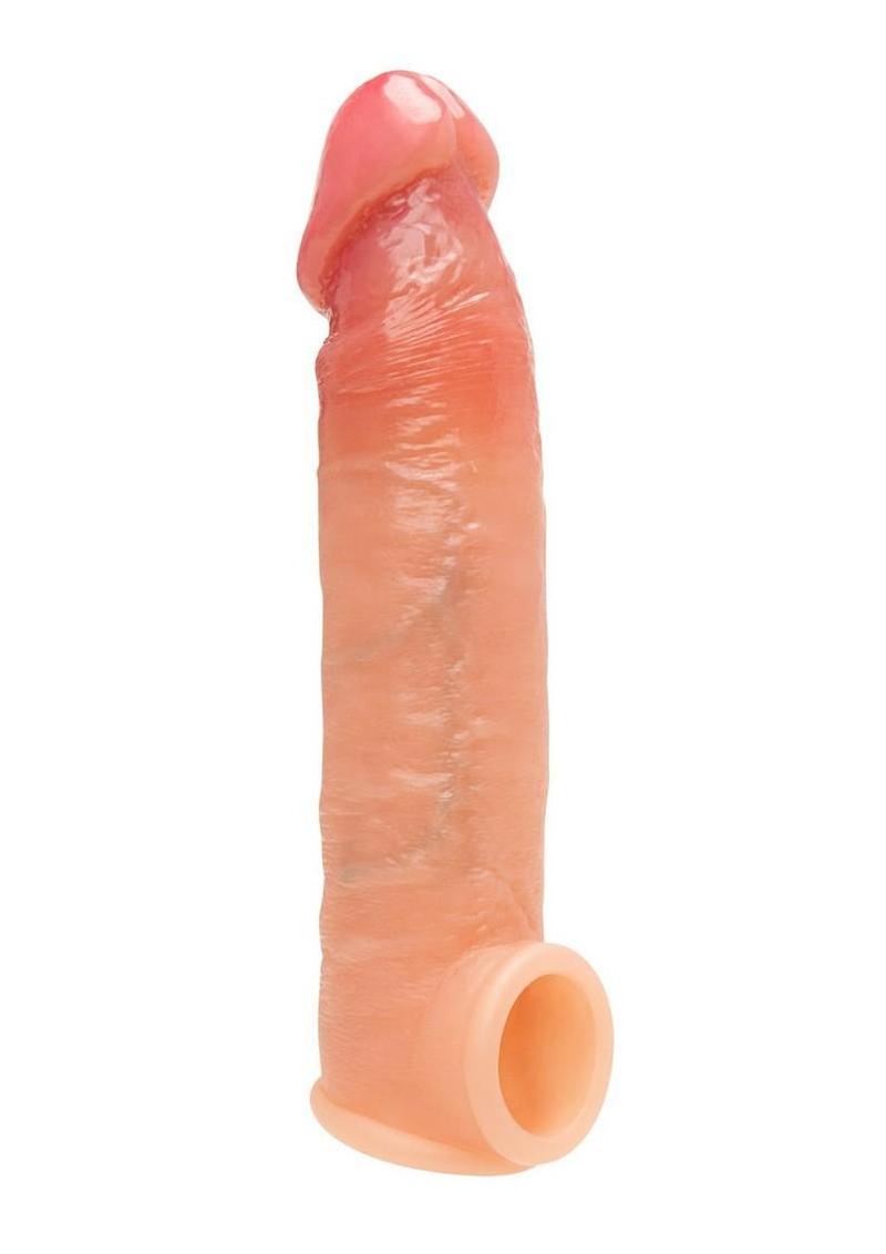Blueline Super Real Penis Silicone Extension Sleeve with Ball Constriction Loop 7.75in - Vanilla - Image 3