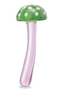 Glas Magic Mushroom Glass Dildo 7.5in - Pink/Green