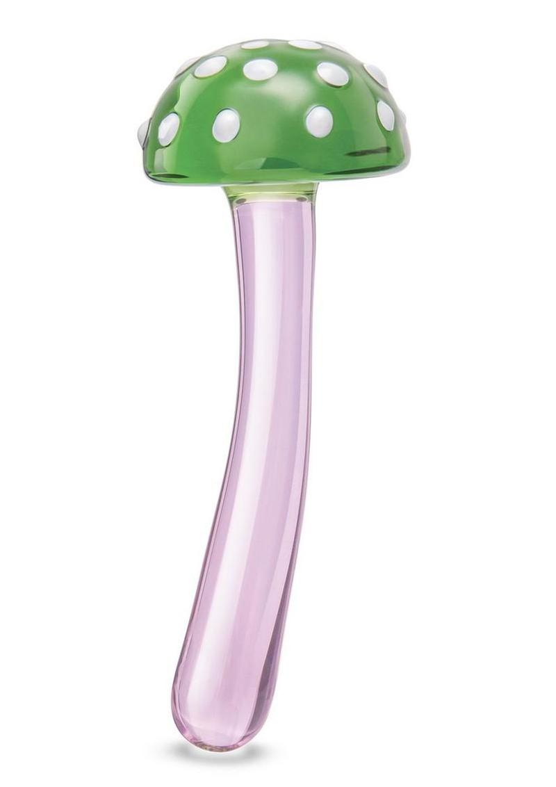 Glas Magic Mushroom Glass Dildo 7.5in - Pink/Green