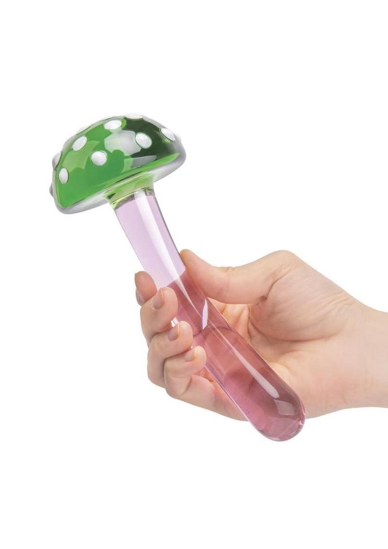 Glas Magic Mushroom Glass Dildo 7.5in - Pink/Green - Image 4