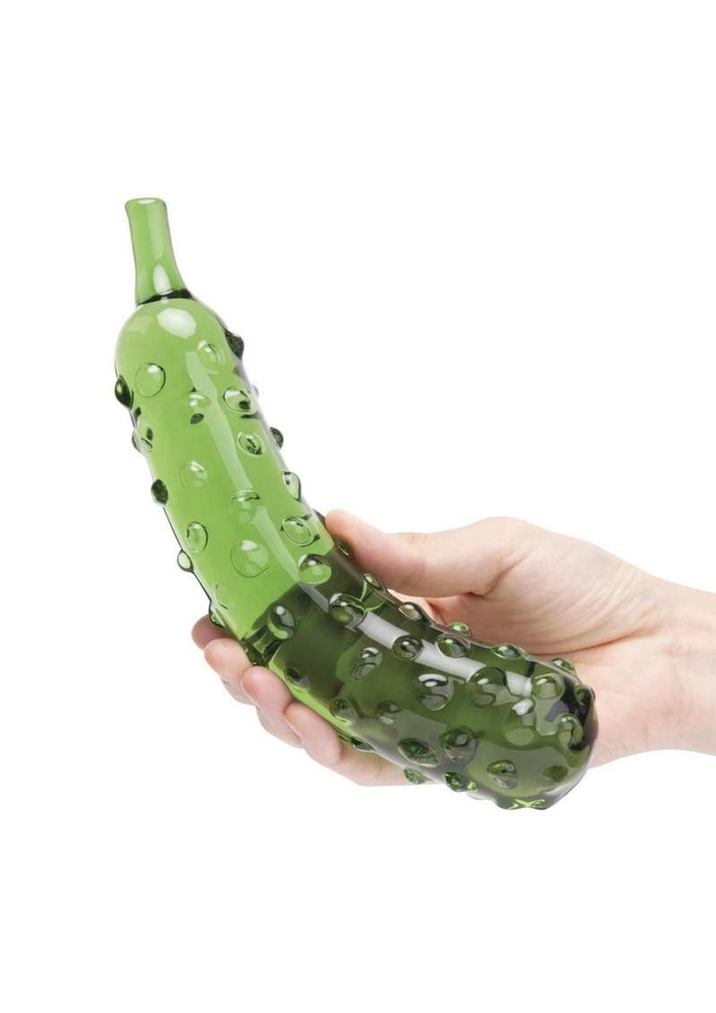 Glas Caressing Cucumber Glass Dildo 8.25in - Green - Image 4