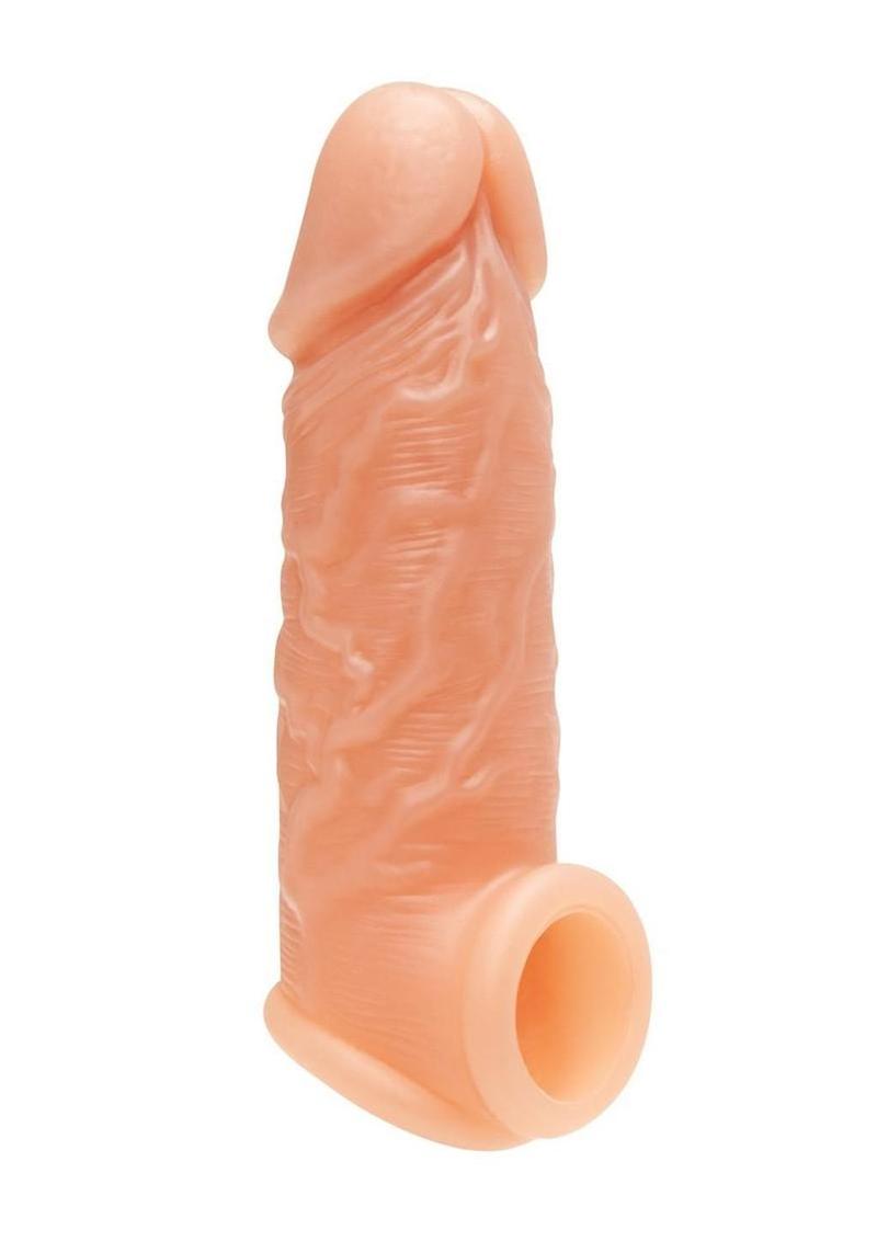 Blueline Super Real Penis Silicone Extension Sleeve with Ball Constriction Loop 5.25in - Vanilla - Image 3