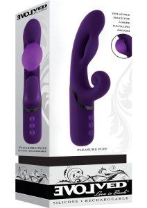Pleasure Puff Rechargeable Silicone Expandable Dual Vibe - Purple