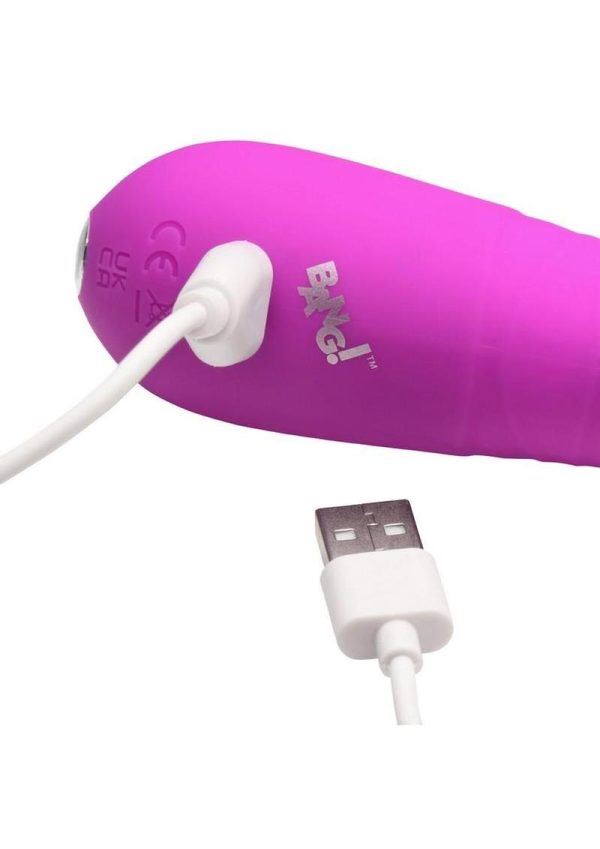Bang! Thrusting Rechargeable Silicone Vibrator - Purple - Image 4