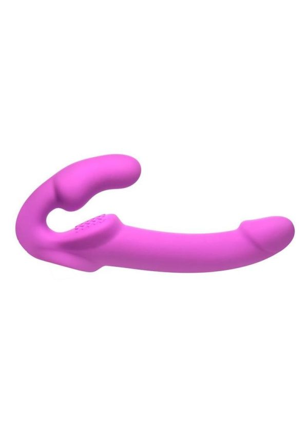 Simply Sweet Candy Crush Vibrating Rechargeable Silicone Strapless Strap-On with Remote - Purple - Image 3