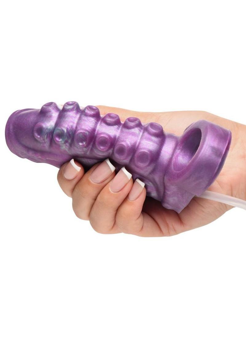 Creature Cocks Tentacle Squirting Silicone Penis Enhancer - Purple - Image 4