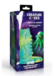 Creature Cocks Tentacle Squirting Silicone Penis Enhancer - Green/Yellow