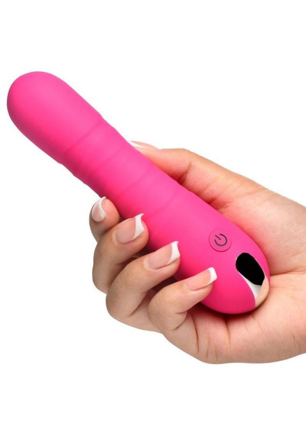 Bang! Thrusting Rechargeable Silicone Vibrator - Pink - Image 3