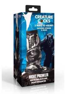 Creature Cocks Night Prowler Squirting Silicone Penis Enhancer - Silver/Black
