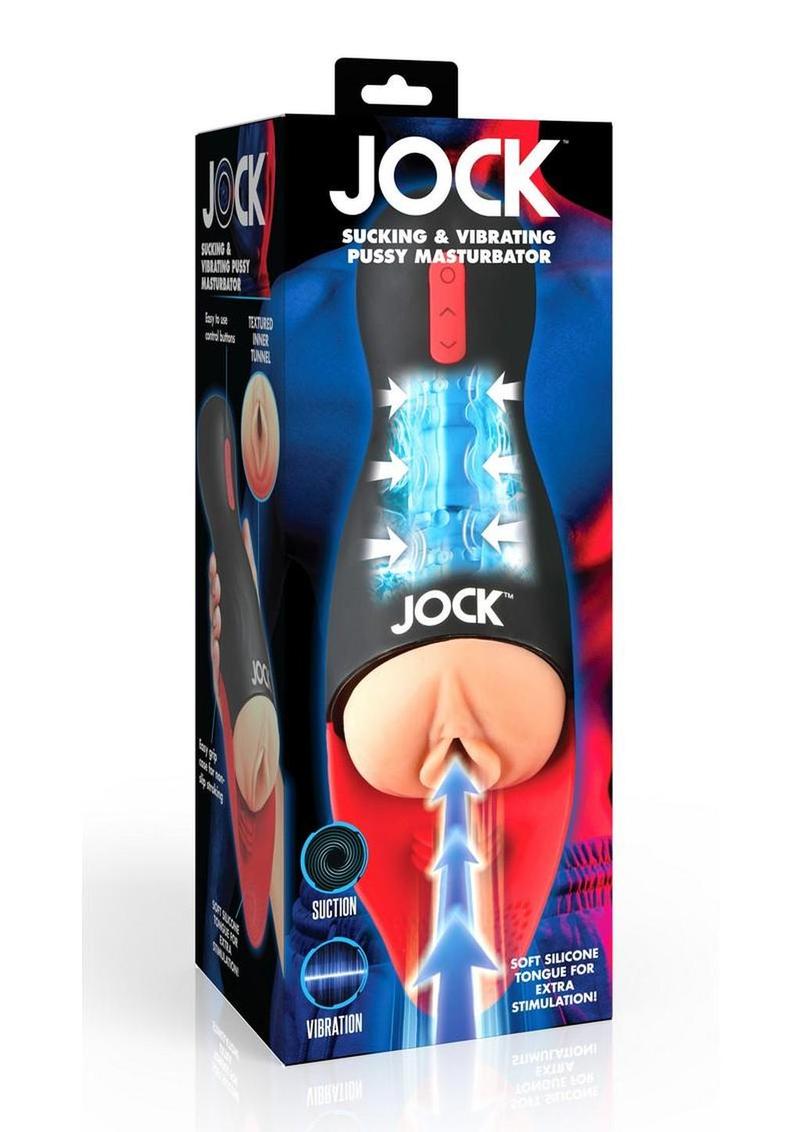 Jock Sucking and Vibrating Rechargeable Pussy Masturbator - Vanilla/Black