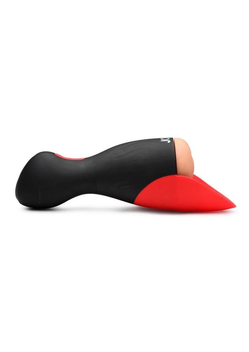 Jock Sucking and Vibrating Rechargeable Pussy Masturbator - Vanilla/Black - Image 3