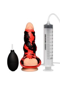 Creature Cocks Hell Hound Squirting Silicone Penis Enhancer - Red/Black