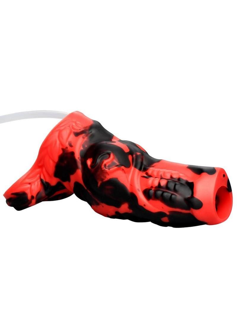 Creature Cocks Hell Hound Squirting Silicone Penis Enhancer - Red/Black - Image 3