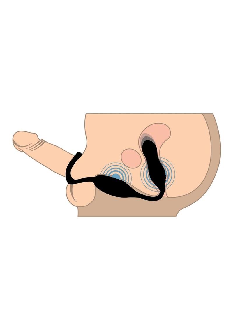 Jock Hyper Thrusting and Vibrating Rechargeable Silicone Anal Plug with C-Ring - Black - Image 4