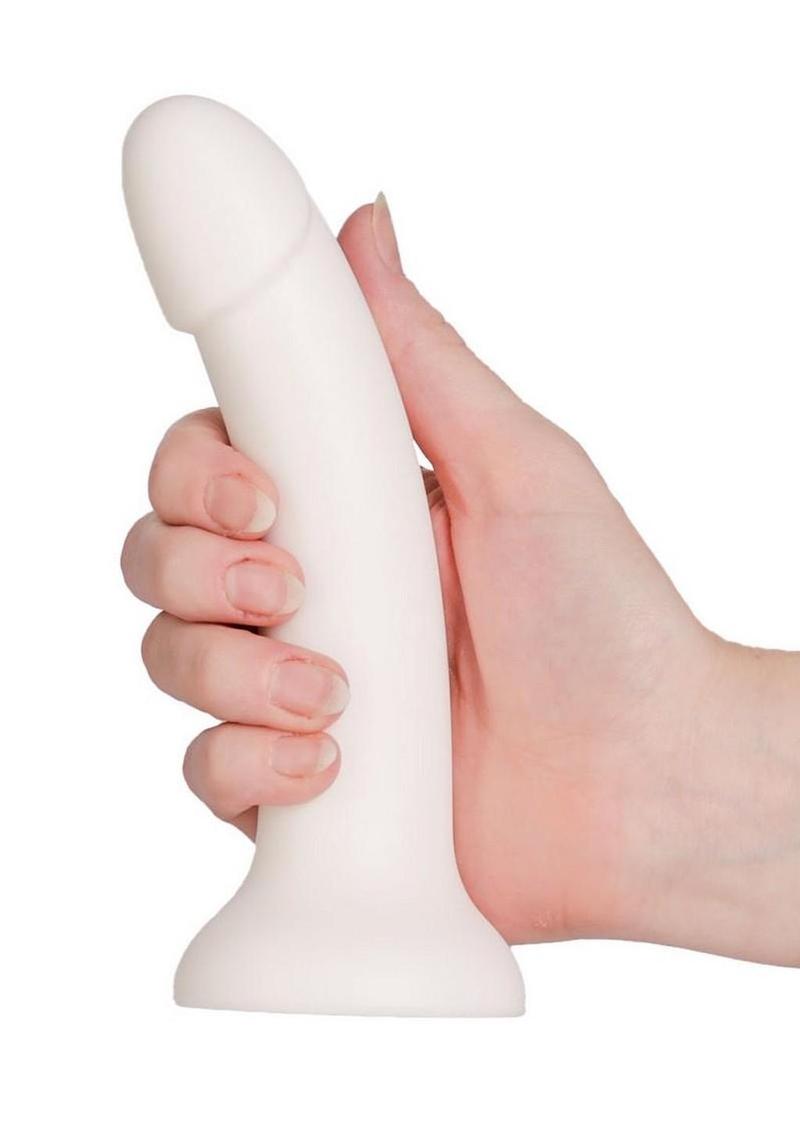 Liquid Silicone Dong with Suction Cup 7in - White - Image 3