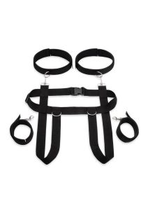 Lux Fetish Position Pal Harness with Removable Thigh Cuffs - Black