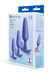 B-Vibe Butties Beginner Booty Bundle Silicone Anal Plug Set (3 Piece) - Blue