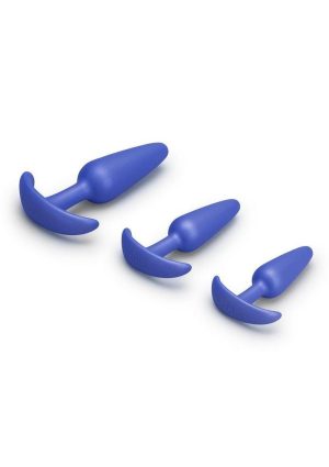 B-Vibe Butties Beginner Booty Bundle Silicone Anal Plug Set (3 Piece) - Blue