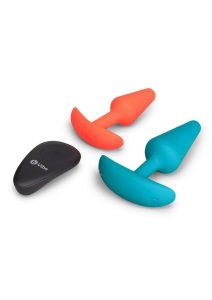 B-Vibe Butties Silicone Anal Training Set with Remote Control (2 Piece) - Teal/Orange