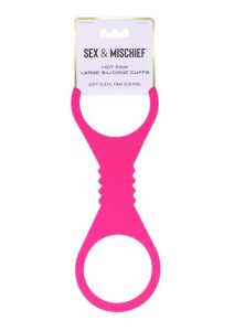 Sex and Mischief Silicone Cuffs - Large - Hot Pink