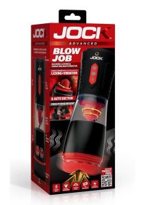 JOCK Blow Job Sucking Licking and Vibrating Rechargeable Masturbator - Black/Red