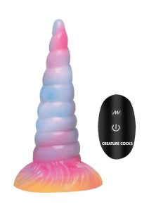 Creature Cocks Unicorn Glow-in-the-Dark Vibrating Rechargeable Silicone Dildo - Multicolor