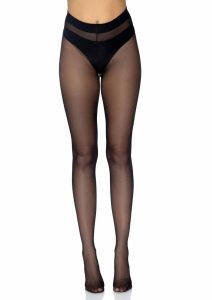 Leg Avenue Opaque Sheer To Waist Tights With Cotton Crotch - O/S - Black