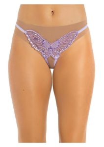 Leg Avenue Butterfly Crotchless with Pearl Sequin Detail - O/S - Lavender