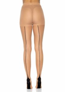 Leg Avenue Spandex Sheer Cuban Heel Backseam Tights -O/S - Nude