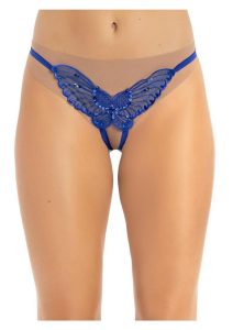 Leg Avenue Butterfly Crotchless with Pearl Sequin Detail - O/S - Blue