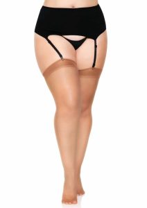 Leg Avenue Sheer Backseam Stockings - Plus - Tan