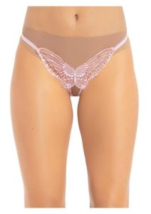 Leg Avenue Butterfly Crotchless with Pearl Sequin Detail - O/S - Pink