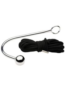 Master Series Roped Anal Hook with Rope - Silver/Black