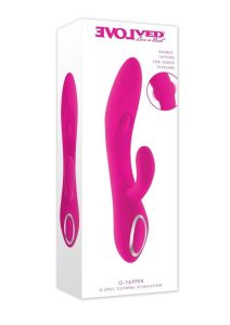 G-Tapper Rechargeable Silicone Double Tapping Rabbit Vibrator with Clitoral Stimulator - Pink