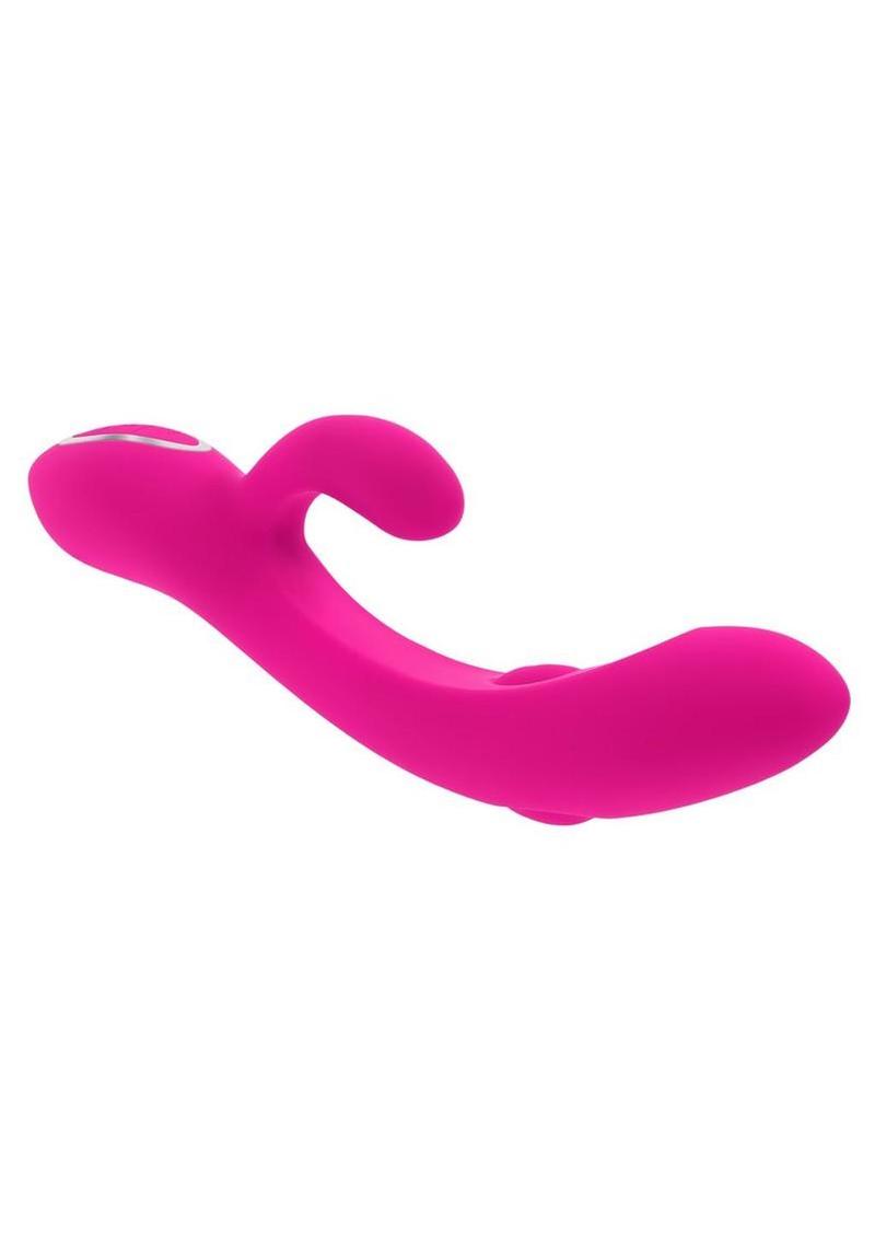 G-Tapper Rechargeable Silicone Double Tapping Rabbit Vibrator with Clitoral Stimulator - Pink - Image 3