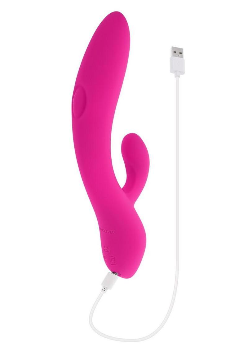 G-Tapper Rechargeable Silicone Double Tapping Rabbit Vibrator with Clitoral Stimulator - Pink - Image 4