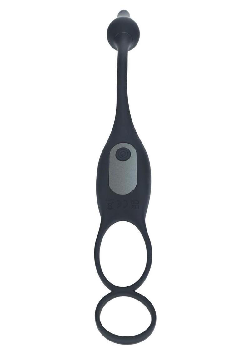 Levelz Vibrating Silicone Rechargeable Prostate Stimulator with Cock and Ball Ring - Black - Image 4