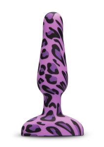 B-Vibe Novice Plug Rechargeable Silicone Anal Plug with Remote Control - Purple Leopard
