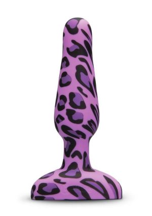 B-Vibe Novice Plug Rechargeable Silicone Anal Plug with Remote Control - Purple Leopard