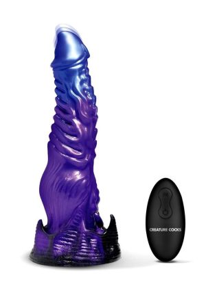 Creature Cocks Diabolos Thrusting and Vibrating Rechargeable Silicone Dildo with Remote Control - Purple/Black
