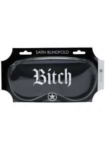 Ouch! Bitch Printed Satin Mask - Black