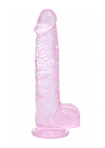 RealRock Crystal Clear Realistic Dildo with Balls 5in - Pink