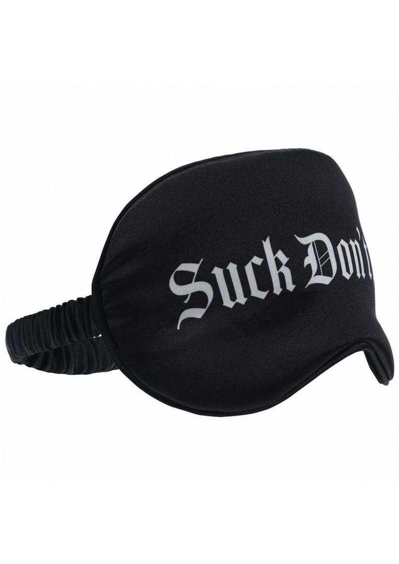 Ouch! Suck Don`t Bite Printed Satin Mask - Black - Image 3
