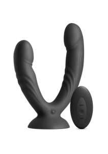 INYA Duet Rechargeable Silicone Vibrating Double Dildo with Remote - Black