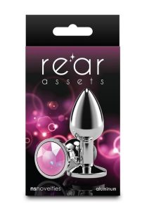 Rear Assets Silver Anal Plug - Small - Pink Gem