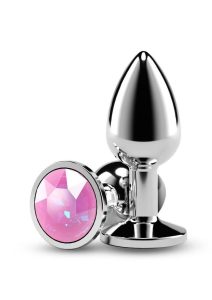 Rear Assets Silver Anal Plug - Small - Pink Gem